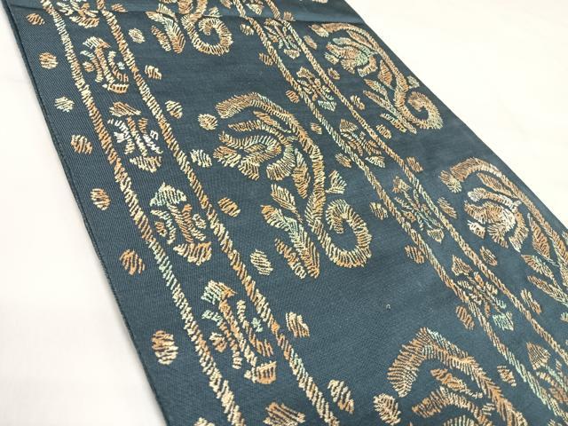 平和屋着物◎六通柄　本袋帯　花唐草文　金糸　正絹　逸品　AABI5456yx