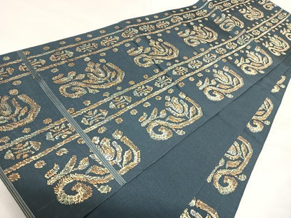 平和屋着物◎六通柄　本袋帯　花唐草文　金糸　正絹　逸品　AABI5456yx