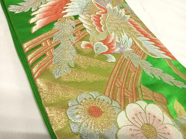 平和屋着物◎六通柄袋帯　唐織　鳳凰花文　金銀糸　正絹　逸品　AABI5458yx