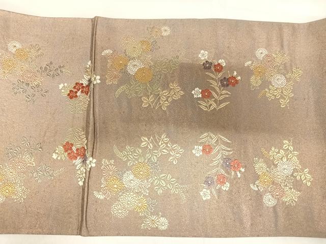 平和屋着物◎太鼓柄袋帯　飛鶴花松文　金糸　正絹　逸品　AABI5469yx