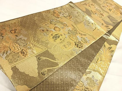 平和屋着物◎佐賀錦　六通柄袋帯　花鼓文　金銀糸　正絹　逸品　AABI5475yx