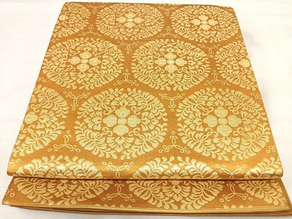 平和屋着物◎六通柄袋帯 更紗花丸文 金糸 正絹 逸品 AABI5477yx