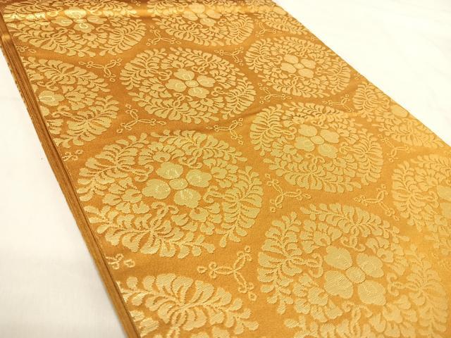 平和屋着物◎六通柄袋帯 更紗花丸文 金糸 正絹 逸品 AABI5477yx