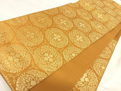 平和屋着物◎六通柄袋帯 更紗花丸文 金糸 正絹 逸品 AABI5477yx