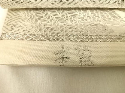 平和屋着物◎六通柄 本袋帯 双鳥丸文 純プラチナ箔 正絹 逸品 AABI5493yx