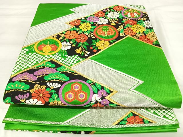 平和屋着物◎六通柄袋帯 唐織 花蝶丸文 金銀糸 正絹 逸品 AABI5505yx