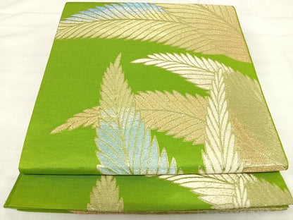平和屋着物◎六通柄袋帯 葉尽くし 金銀糸 正絹 逸品 AABI5509yx