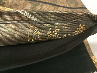 平和屋着物◎六通柄袋帯 流線の舞 金糸 引箔 正絹 逸品 AABI5511yx