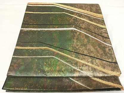 平和屋着物◎六通柄袋帯 流線の舞 金糸 引箔 正絹 逸品 AABI5511yx