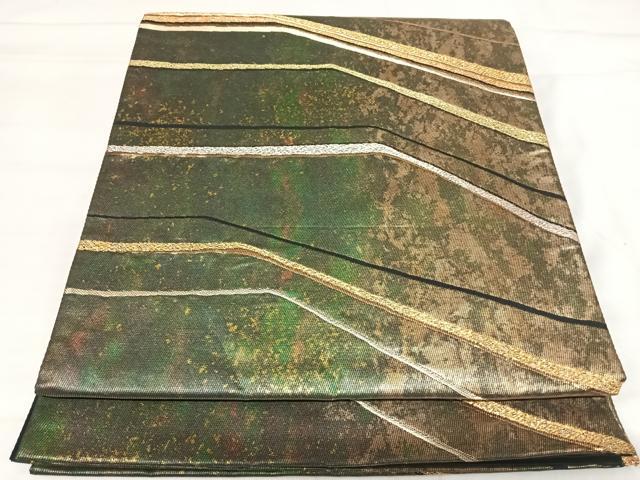 平和屋着物◎六通柄袋帯 流線の舞 金糸 引箔 正絹 逸品 AABI5511yx