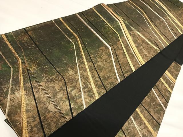 平和屋着物◎六通柄袋帯 流線の舞 金糸 引箔 正絹 逸品 AABI5511yx