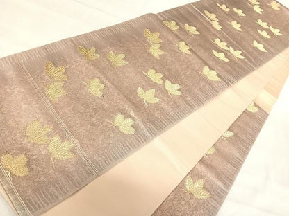 平和屋着物◎六通柄袋帯 松葉文 金糸 正絹 逸品 AABI5517yx