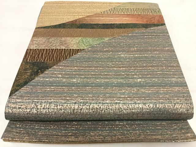 平和屋着物◎太鼓柄袋帯 切嵌 金糸 正絹 逸品 AABI5519yx