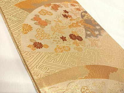 平和屋着物◎佐賀錦 六通柄袋帯 唐織 地紙花文 金銀糸 正絹 逸品 AABI5520yx