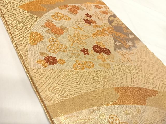 平和屋着物◎佐賀錦 六通柄袋帯 唐織 地紙花文 金銀糸 正絹 逸品 AABI5520yx