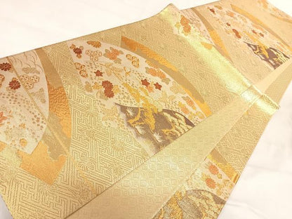 平和屋着物◎佐賀錦 六通柄袋帯 唐織 地紙花文 金銀糸 正絹 逸品 AABI5520yx