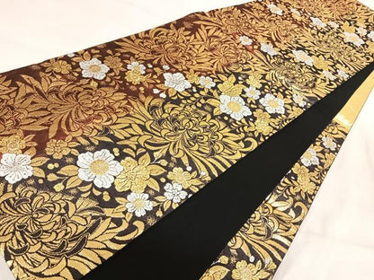 平和屋着物◎佐賀錦 六通柄袋帯 花尽くし 金糸 正絹 逸品 AABI5524yx