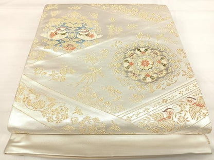 平和屋着物◎六通柄袋帯 正倉院花文 金銀糸 正絹 逸品 AABI5525yx