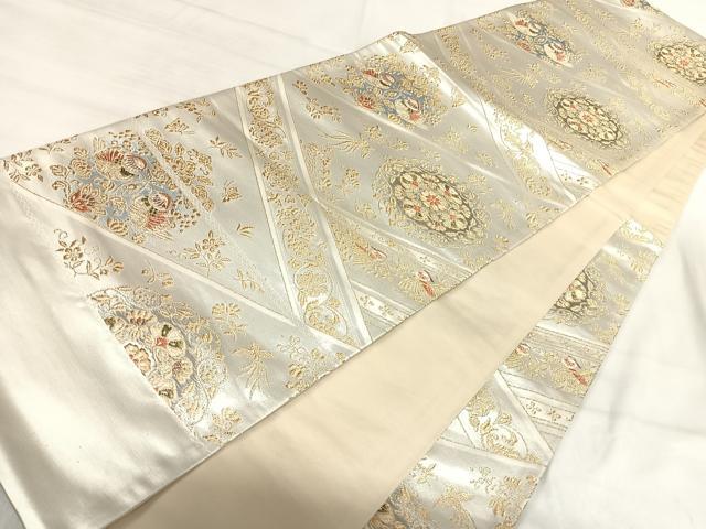 平和屋着物◎六通柄袋帯 正倉院花文 金銀糸 正絹 逸品 AABI5525yx