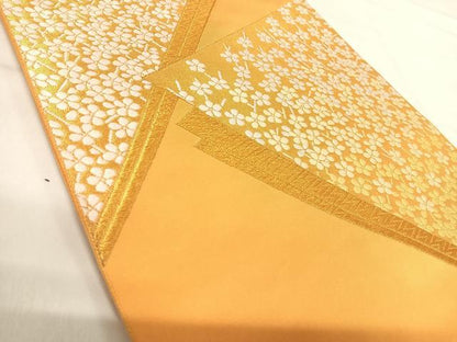 平和屋着物◎六通柄袋帯 唐織 小花文 金糸 正絹 逸品 AABI5533yx