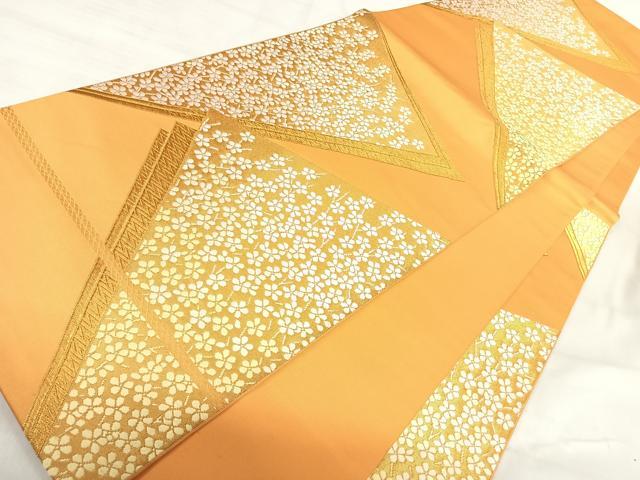 平和屋着物◎六通柄袋帯 唐織 小花文 金糸 正絹 逸品 AABI5533yx