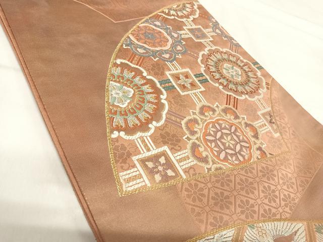 平和屋着物◎六通柄袋帯 唐織 正倉院花文 金銀糸 正絹 逸品 AABI5534yx