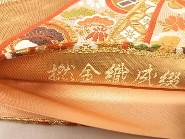 平和屋着物◎六通柄袋帯 唐織 撚金織成綴 金糸 正絹 逸品 AABI5535yx