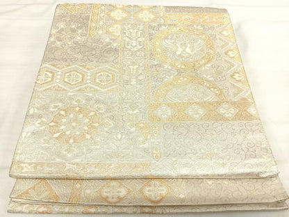 平和屋着物◎六通柄袋帯 花鳥文 金銀糸 正絹 逸品 AABI5537yx