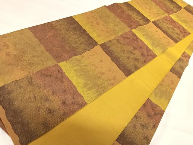 平和屋着物◎全通柄袋帯　市松文様　正絹　逸品　AABI5547yx