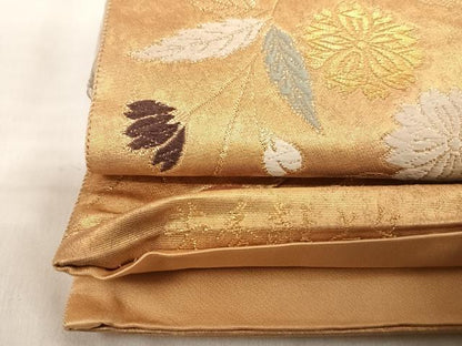 平和屋着物◎六通柄袋帯 唐織 芳香献上文 金糸 正絹 逸品 AABI5548yx