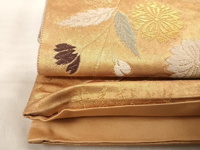 平和屋着物◎六通柄袋帯 唐織 芳香献上文 金糸 正絹 逸品 AABI5548yx