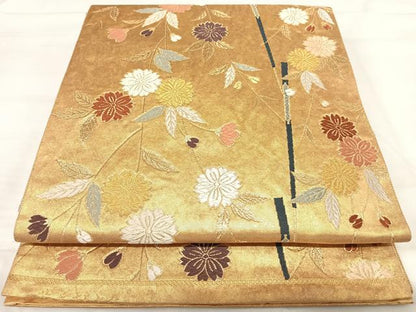 平和屋着物◎六通柄袋帯 唐織 芳香献上文 金糸 正絹 逸品 AABI5548yx