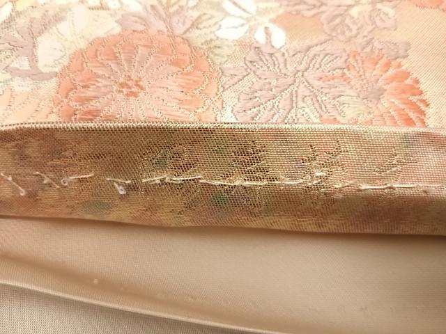 平和屋着物◎六通柄袋帯 唐織 重陽寿菊文 金銀糸 正絹 逸品 AABI5560yx