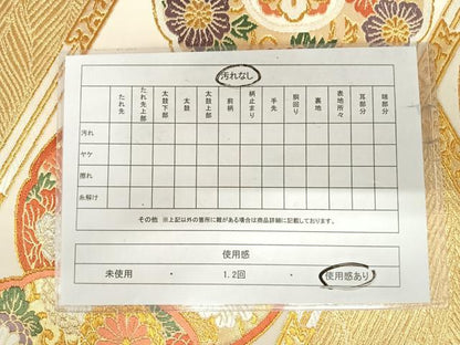 平和屋着物◎六通柄袋帯　唐織　鏡裏花文　金銀糸　正絹　逸品　AABI5569yx