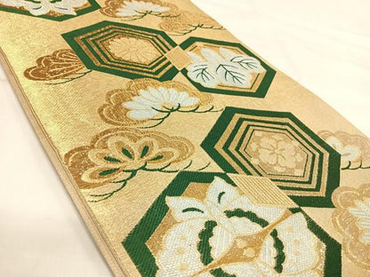 平和屋着物◎六通柄京袋帯 吉祥花蝶文 金糸 AABI5570yx