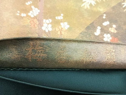 平和屋着物◎六通柄袋帯　唐織　梅香松籟　引箔袋　金糸　正絹　逸品　AABI5572yx
