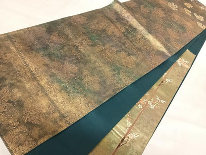 平和屋着物◎六通柄袋帯　唐織　梅香松籟　引箔袋　金糸　正絹　逸品　AABI5572yx