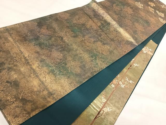平和屋着物◎六通柄袋帯　唐織　梅香松籟　引箔袋　金糸　正絹　逸品　AABI5572yx