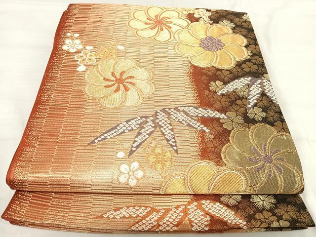 平和屋着物◎六通柄袋帯　捻梅　金糸　正絹　逸品　AABI5578yx