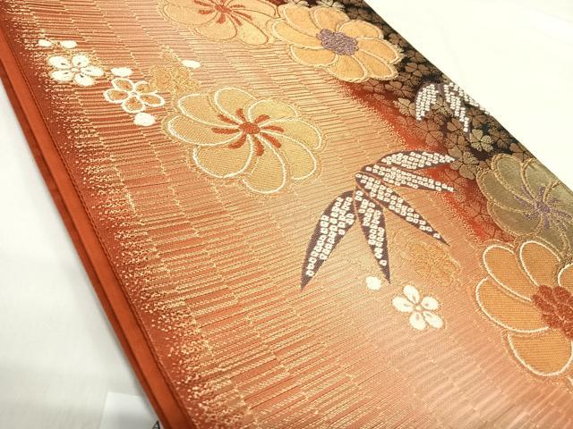 平和屋着物◎六通柄袋帯　捻梅　金糸　正絹　逸品　AABI5578yx