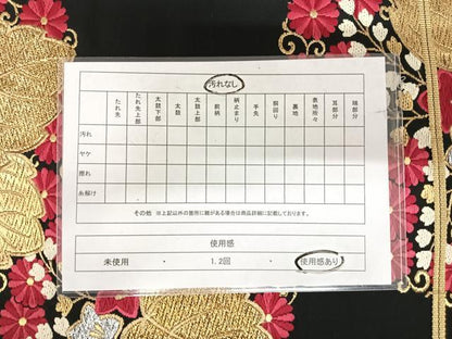 平和屋着物◎六通柄袋帯　唐織　花桐文　黒地　金銀糸　正絹　逸品　AABI5582yx