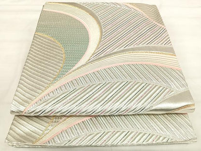 平和屋着物◎六通柄袋帯　幾何学文様　金銀糸　正絹　逸品　AABI5597yx