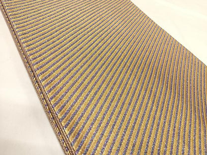 平和屋着物◎全通柄袋帯　斜縞　金糸　正絹　逸品　AABI5598yx