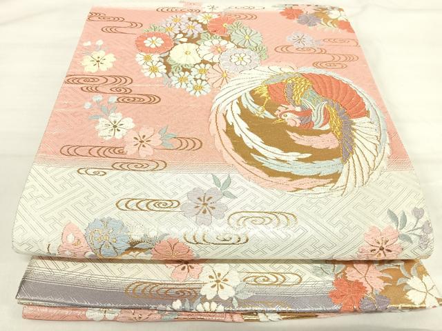 平和屋着物◎佐賀錦　六通柄袋帯　唐織　花蝶文　鳳凰　金銀糸　正絹　逸品　AABI5600yx