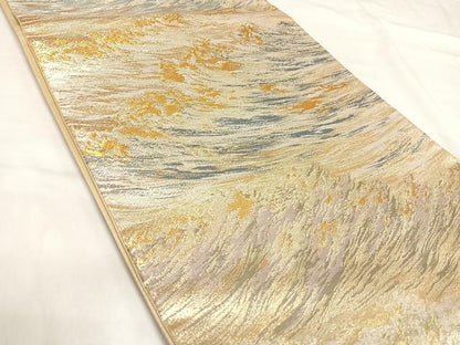平和屋着物◎六通柄袋帯 立波文 金銀糸 正絹 逸品 AABI5612yx