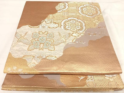 平和屋着物◎六通柄袋帯　道長有職文　金銀糸　正絹　逸品　AABI5614yx