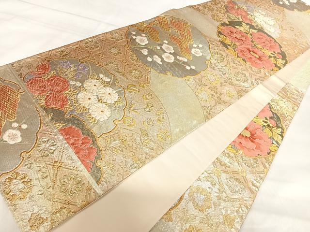 平和屋着物◎西陣 野々村織物謹製 六通柄袋帯 唐織 雪輪重ね吉祥文 金銀糸 正絹 逸品 AABI5623yx