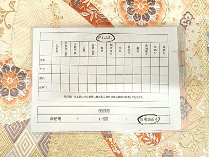 平和屋着物◎六通柄袋帯　唐織　桃山華文　金糸　正絹　逸品　AABI5626yx