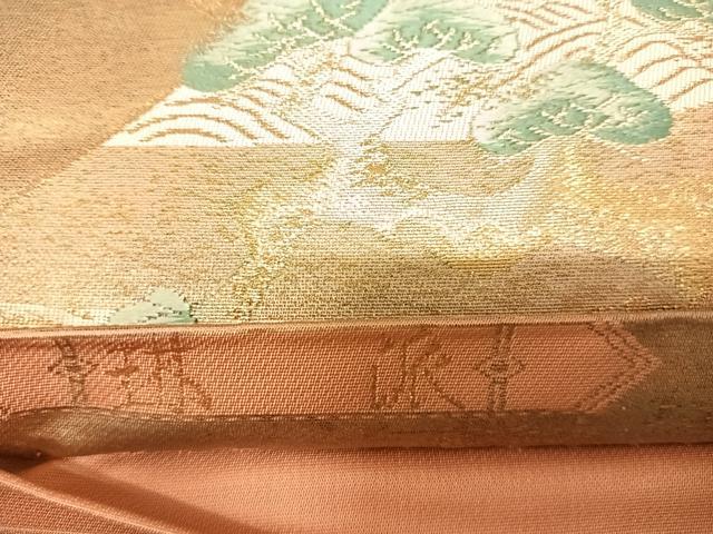 平和屋着物◎六通柄袋帯 唐織 琳派 引箔錦二重織 飛鶴花文 金銀糸 正絹 逸品 AABI5641yx