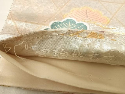 平和屋着物◎六通柄袋帯 唐織 雪輪能衣文 金銀糸 正絹 逸品 AABI5655yx